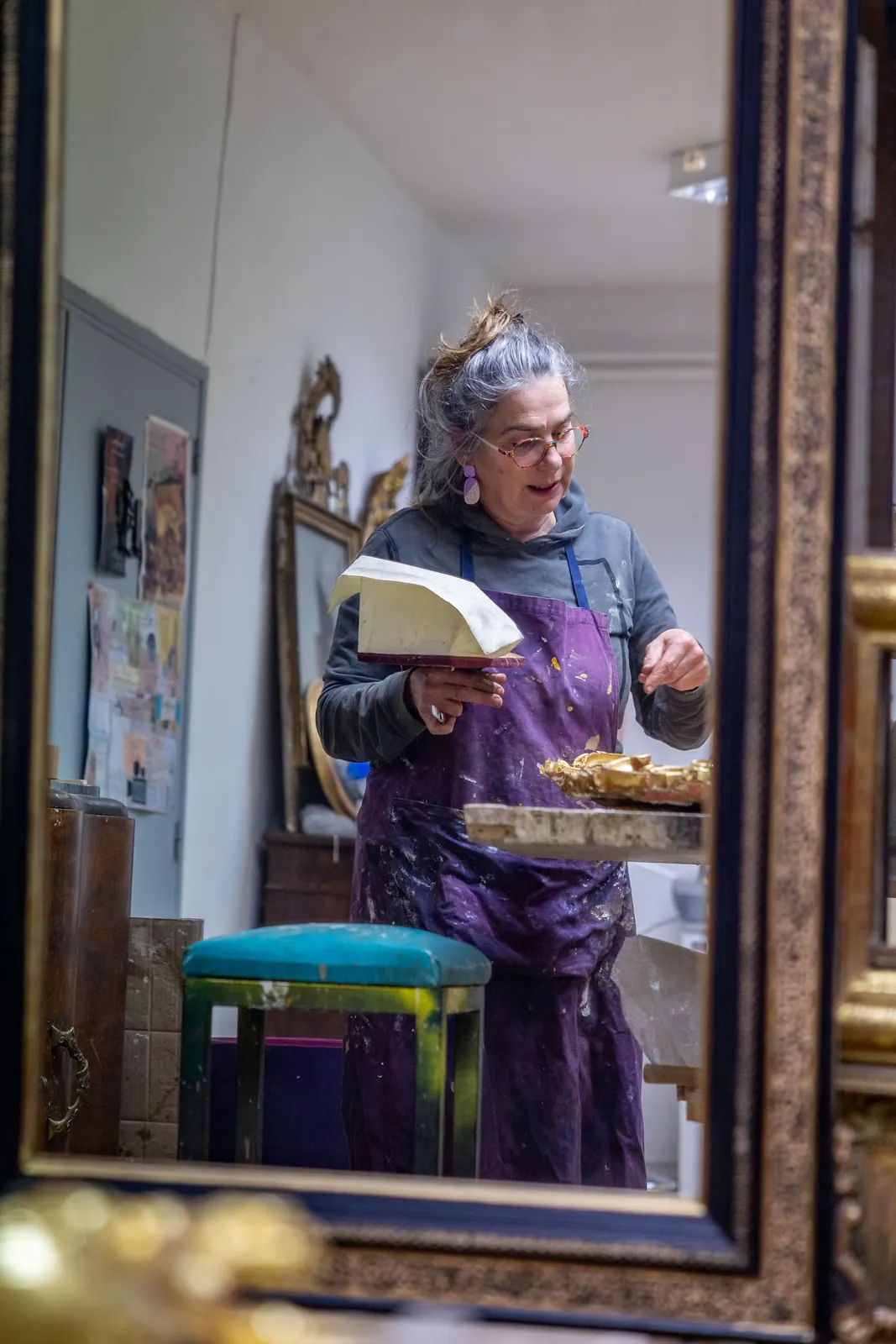 Cadre baroque doré — atelier La Pie Dorée